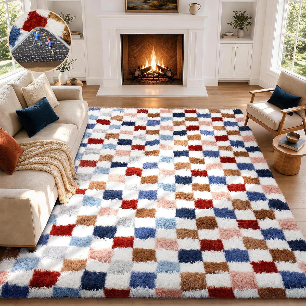 Ophanie Area Rugs 9x12 Living Room, Large Grey Bedroom Carpet, Big Shag Indoor Thick Soft Nursery Rug, Gray Fluffy Carpets for Boy and Girls Room Dorm Home Decor Aesthetic