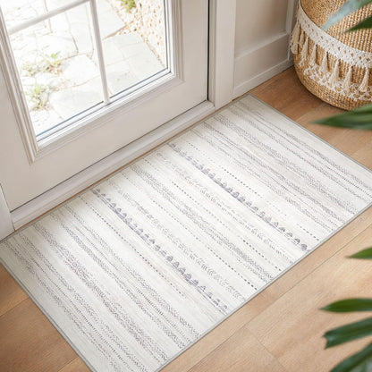 Nakagishi 10X14 Area Rugs for Living Room: Washable Modern Abstract Rug with Non-Slip Silicone Backing Low Pile Soft Carpet for Bedroom & Dining Decor Ideal for Families with Kids and Pets-Brown
