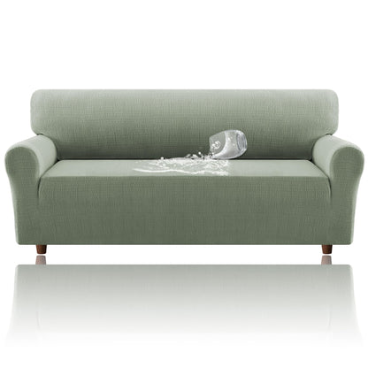 H.VERSAILTEX Jacquard Sofa Slipcover with Waterproof Seat Furniture Protector 1 Piece Stretch Sofa Covers with Elastic Bottom for Kids, Pets, Dog(Sofa L, Ivory)