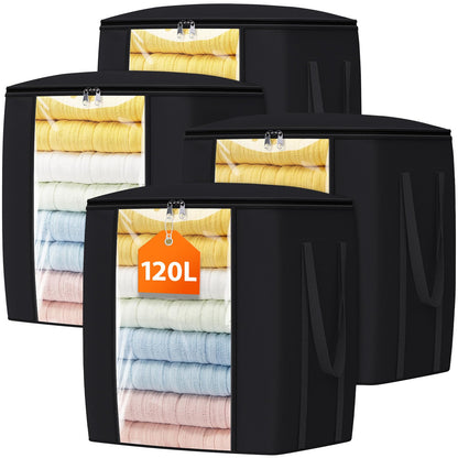 TasticTotes 120L Extra Large Blanket Clothes Storage Bags, Gray, 1 Pack