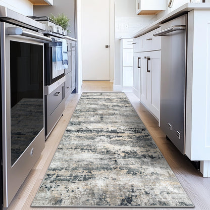 pmtsns Area Rugs 8x10 for Living Room: Washable Rug Modern Abstract Neutral Soft Non-Slip Low-Pile Indoor Large Carpet for Bedroom Dining Room Playroom Home Office (Blue Grey Brown, 8'x10')