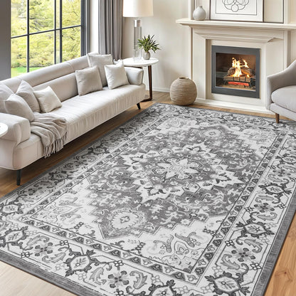 Lofus 8x10 Area Rugs for Living Room Bedroom, Soft Boho Carpet Floral Brown