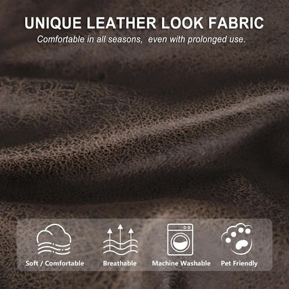 ANARACHON Leather Look Recliner Couch Cover, 8-Pieces Stretch Recliner Sofa Covers, Soft Reclining Slipcover, Washable Furniture Protector for Pets (3 Seater, Brown)