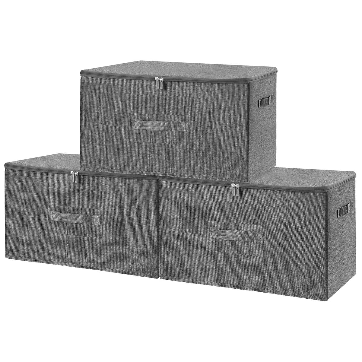 ANMINY Fabric Storage Bins with Zipper Lids, 15"x10"x6", Gray, 1 PCS