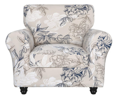 SearchI Stretch Sofa Cover Printed Couch Cover, Floral Pattern 4 Pieces Sofa Slipcover with 3 Separate Cushion Cover, Washable Furniture Protector for Living Room(Sofa, Yellow+Flower)