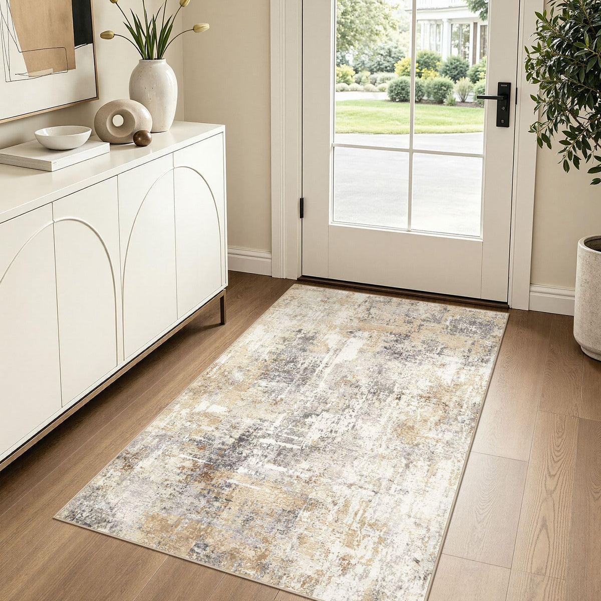 LOONGRUG 6x9 Area Rugs Washable Neutral Modern Abstract Living Room Rug