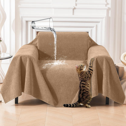 Deep Dream Cat-Scratch Resistant Couch Cover, Waterproof Sofa Cover for 3 Cushion Couch Washable, Pet Friendly Couch Protectors Anti Slip Thickened Love Seat Slipcovers for Pets, 71" x 118", Dark Grey