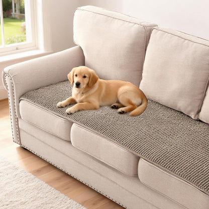 H.VERSAILTEX Plush Chenille Dog Bed Cover Thick Soft Sofa Cover for 3 Cushion Couch Anti Slip Couch Cover Furniture Protector for Dog, Pet, Cat (35" x 82", Ivory)