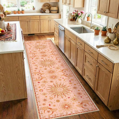 Vacuum-Friendly, 8x10 Washable Area Rug, Black Gold Beige Red