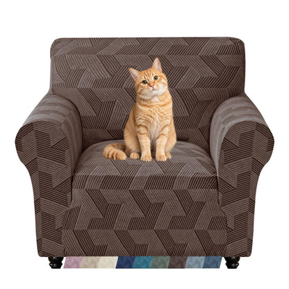 ZNSAYOTX Stretch Couch Covers for 3 Cushion Couch, 1-Piece Sofa Cover Slipcover Pet Friendly, Furniture Protector with Elastic Bottom for Dogs Geometrical Jacquard Fabric (Large, Light Grey)
