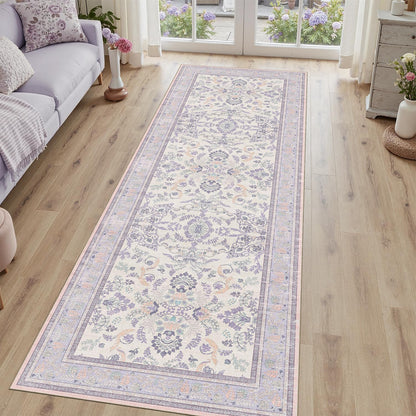 DCX 8x10 Area Rug Living Room: Washable Botanical Carpet Blue and Green