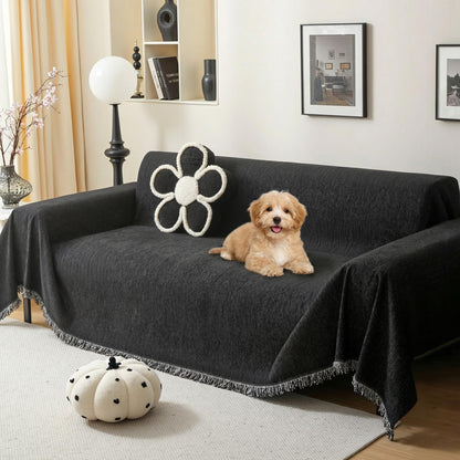MEETSKY Couch Covers for Dogs, Washable Couch Covers, Pet Sofa Covers for 3 Cushion Couch, Chenille Thick Sectional Couch Cover Blanket Modern Furniture Protector Covers, 91" x 134", Dark Grey