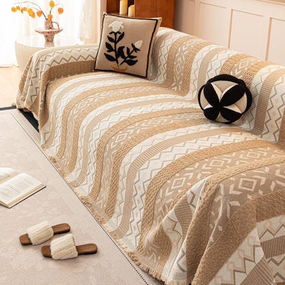 HANDONTIME Green Sofa Cover Vintage Couch Cover for Dogs 91" X150" Couch Cushion Covers with Tassel Herringbone Sofa Cover Boho Sofa Covers for 3 Cushion Couch Chenille Soft Loveseat Sofa Covers