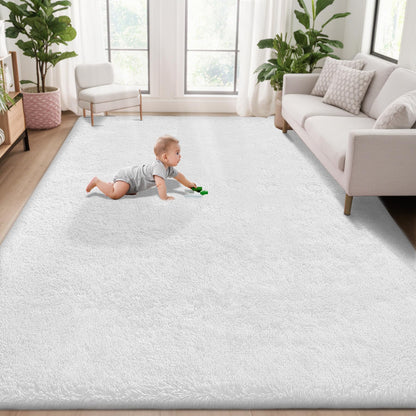 8x10 Area Rugs for Living Room: Fluffy Shag Soft Washable Rug Large Fuzzy Plush Indoor Carpet for Bedroom Nursery Playroom Kids Girls Boys Room (Black, 8'x10')