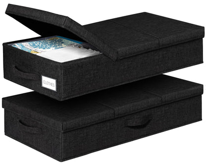 punemi 6.7 in Tall Sturdy Under Bed Storage Containers with Lid, 2Pack,Gray