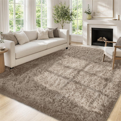 Tosuoka 8x10 Area Rugs for Living Room Bedroom, Black Rug Soft Fluffy Shag
