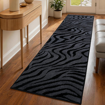 YIHOUSE 5×7 Ft Area Rugs for Living Room: Modern Washable Rug - Abstract Black and Cream White Rug for Bedroom Dining Room Office Playroom Nursery Home Decor - Nonslip Non-Shedding Striped Rugs