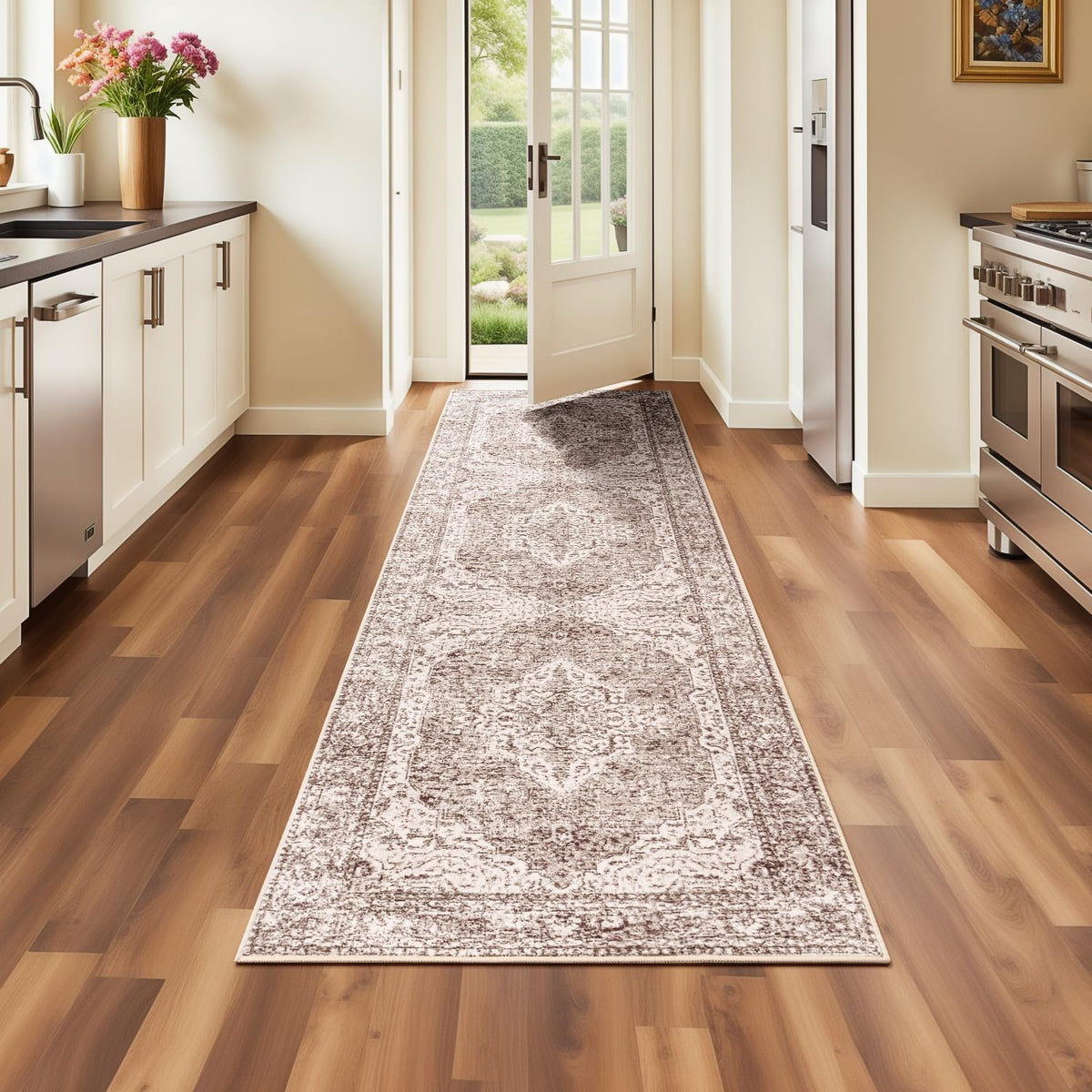 Lofus 8x10 Area Rugs for Living Room Bedroom, Soft Boho Carpet Floral Brown