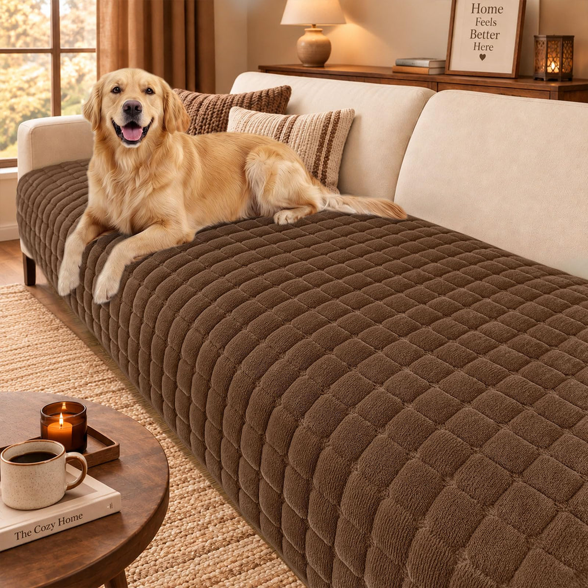 Smiry Velvet Couch Cover for Dogs, Non Slip Soft Sofa Protector for Pets