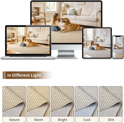Goyuu Area Rug 8x10, Machine Washable Rug, Faux Wool Blend, Natural Ivory