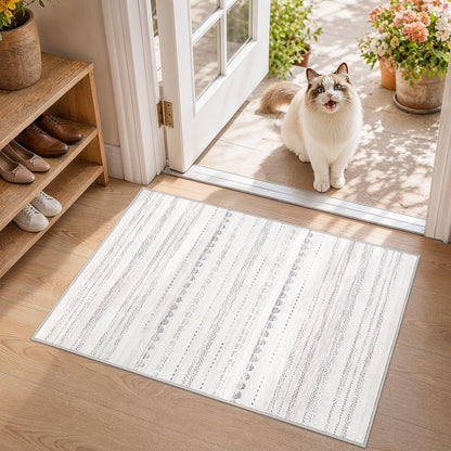 Nakagishi 10X14 Area Rugs for Living Room: Washable Modern Abstract Rug with Non-Slip Silicone Backing Low Pile Soft Carpet for Bedroom & Dining Decor Ideal for Families with Kids and Pets-Brown