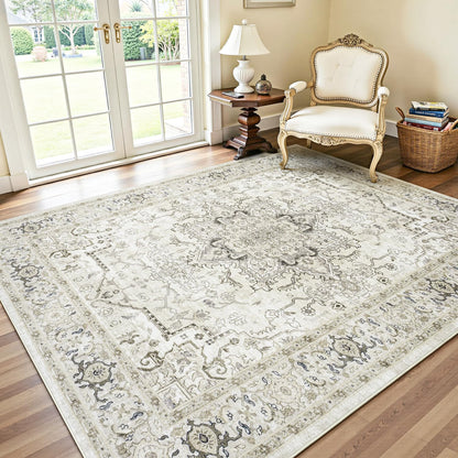 Lofus 8x10 Area Rugs for Living Room Bedroom, Soft Boho Carpet Floral Brown
