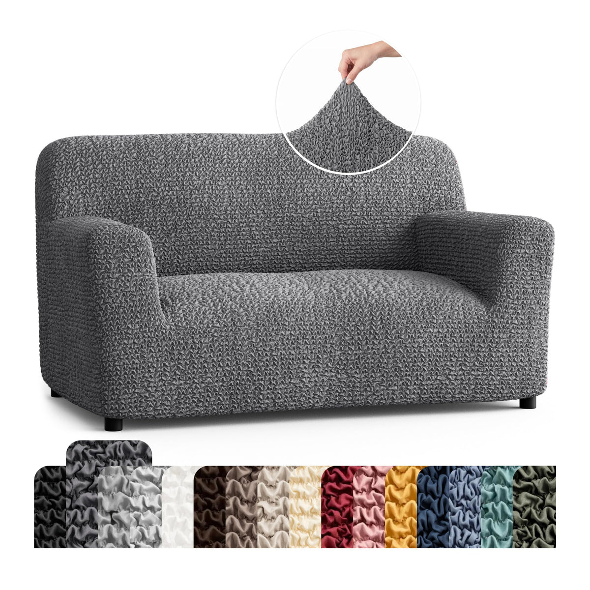 PAULATO Premium Stretch Couch Covers for Sofa - Sofa Chair Cover Washable, Dogs & Pets Friendly - Elastic Polyester Loveseat Slipcovers - Non-Slip Love Seat Couch Covers - Moss Green (64"-85" Wide)