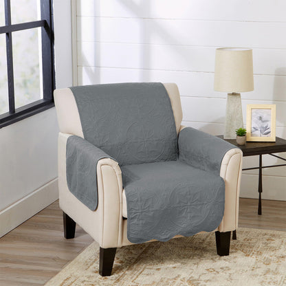 Great Bay Home Reversible Patchwork Sofa Cover - Washable Slipcover Furniture Protector with Elastic Straps - Perfect for Kids & Pets - Box-Stitched Detail (Taupe)
