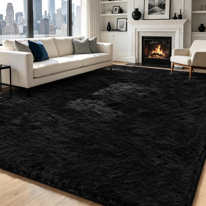 Beige 8x10 Area Rugs for Living Room, Fluffy Shag Rug Large Bedroom Carpet
