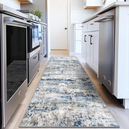 pmtsns Area Rugs 8x10 for Living Room: Washable Rug Modern Abstract Neutral Soft Non-Slip Low-Pile Indoor Large Carpet for Bedroom Dining Room Playroom Home Office (Blue Grey Brown, 8'x10')