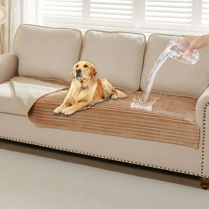 HAOMAIJIA Waterproof Couch Cover for Dogs Washable,Faux Fur Pet Couch Covers for Sofa,Soft Dog Bed Cover Non-Slip Couch Covers for 3 Cushion Couch Sofa Pet Friendly (Off White, 35" x 82")