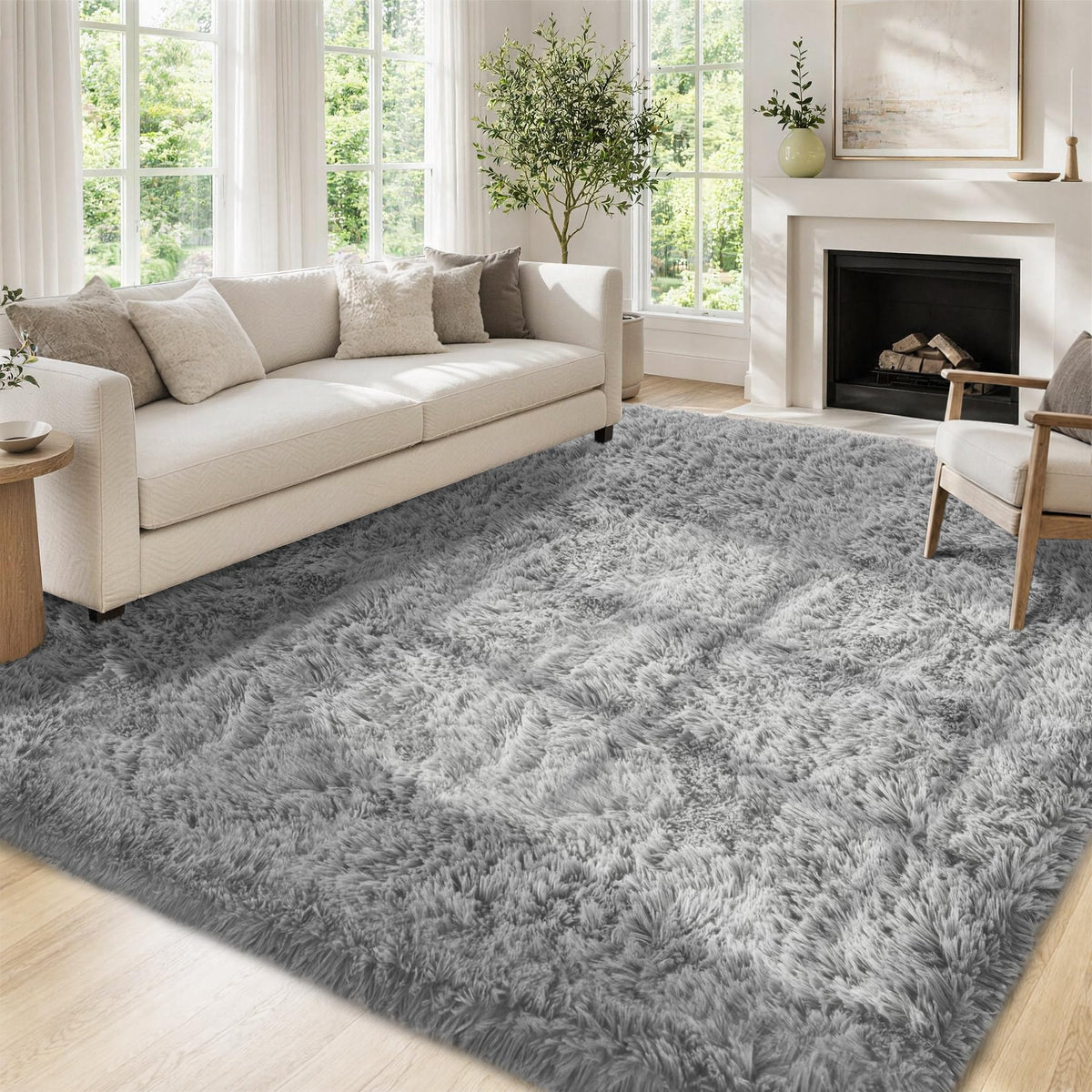 Tosuoka 8x10 Area Rugs for Living Room Bedroom, Black Rug Soft Fluffy Shag