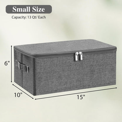 ANMINY Fabric Storage Bins with Zipper Lids, 15"x10"x6", Gray, 1 PCS