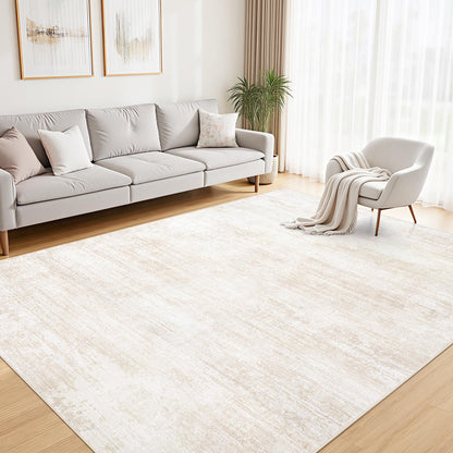 Tosuoka Washable Rug 8x10 Area Rugs for Living Room, Beige Cream Abstract