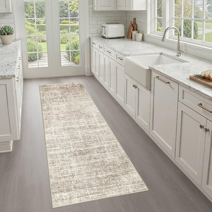 LOONGRUG 8x10 Area Rugs Washable Neutral Modern Rug for Living Room Brown