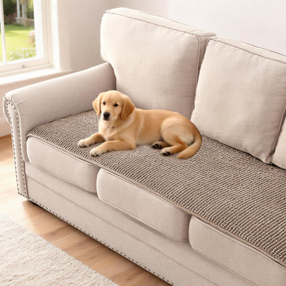 H.VERSAILTEX Plush Chenille Dog Bed Cover Thick Soft Sofa Cover for 3 Cushion Couch Anti Slip Couch Cover Furniture Protector for Dog, Pet, Cat (35" x 82", Ivory)