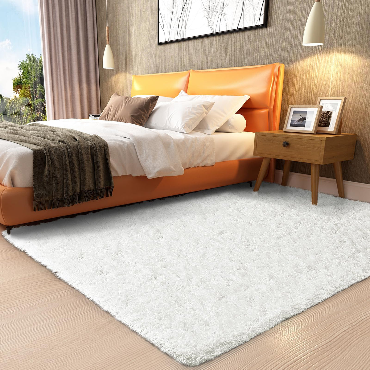 Ophanie Area Rugs 9x12 Living Room, Large Grey Bedroom Carpet, Big Shag Indoor Thick Soft Nursery Rug, Gray Fluffy Carpets for Boy and Girls Room Dorm Home Decor Aesthetic