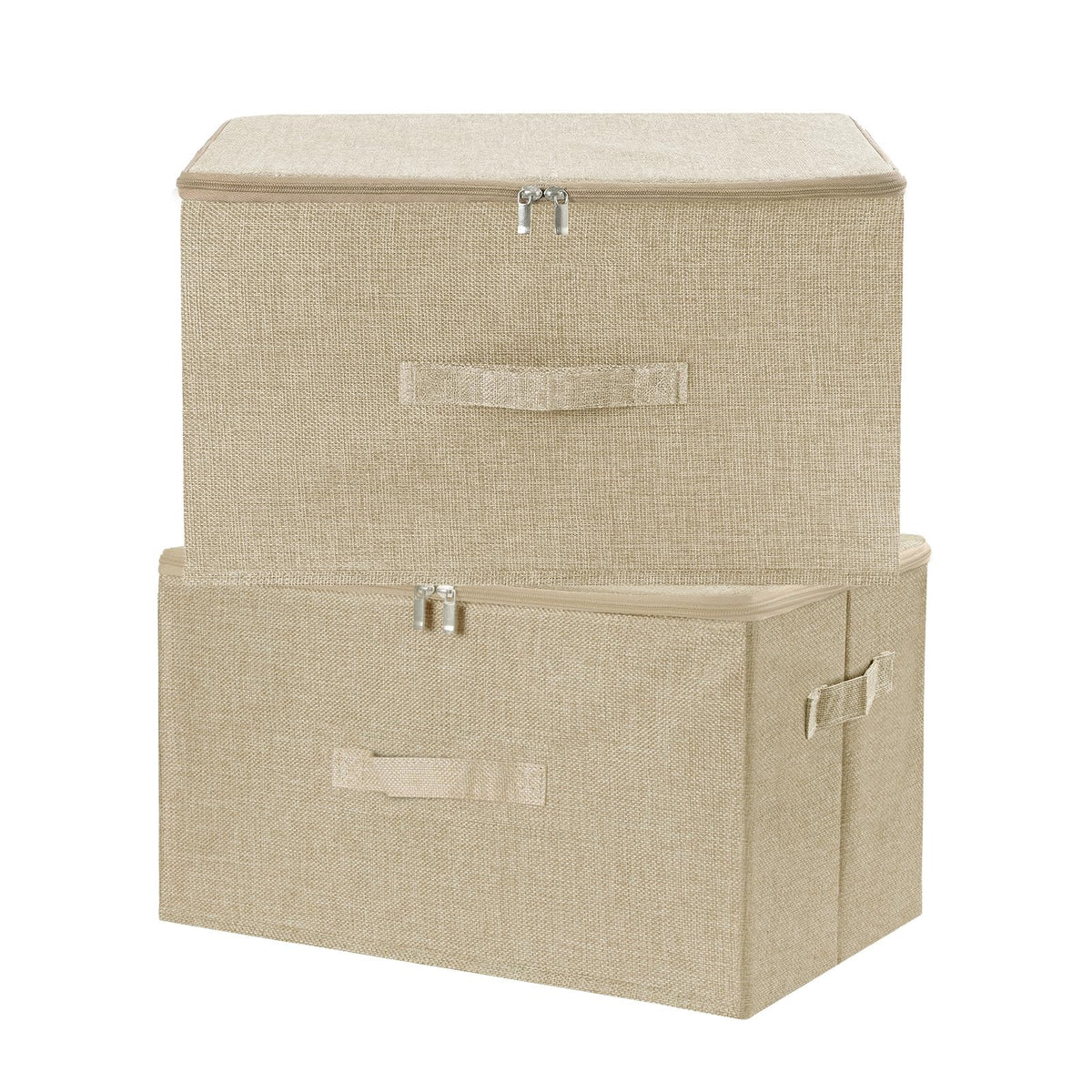 ANMINY Fabric Storage Bins with Zipper Lids, 15"x10"x6", Gray, 1 PCS