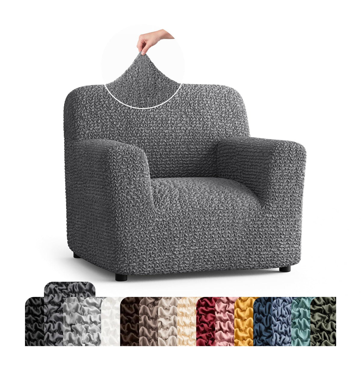 PAULATO Premium Stretch Couch Covers for Sofa - Sofa Chair Cover Washable, Dogs & Pets Friendly - Elastic Polyester Loveseat Slipcovers - Non-Slip Love Seat Couch Covers - Moss Green (64"-85" Wide)