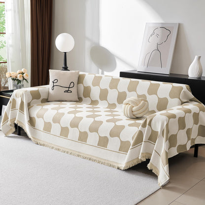 MEETSKY Couch Cover Sofa Covers Couch Covers for 3 Cushion Couch Sofa Pet Friendly, L Shaped Sectional Sofa Covers Washable Simply Put Sofa Throw Cover for Dogs, 91" x 134", Beige