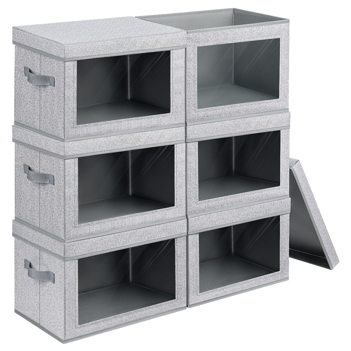 Homsorout Storage Bins with Lids, 4 Pack Large Storage Cubes with Window, Closet Bins with Lids & Handles, Fabric Box for Organizing Clothes, Towels, Books, Beige