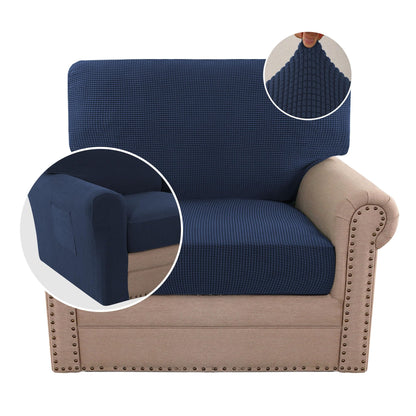 H.VERSAILTEX Multi-Pieces Sofa Covers Stretch Couch Covers Form Fitted Seats and Back Cushions Covers (3 Seat Covers Plus 3 Back Cusion Covers, Bonus 2 Armrest Covers), Sand