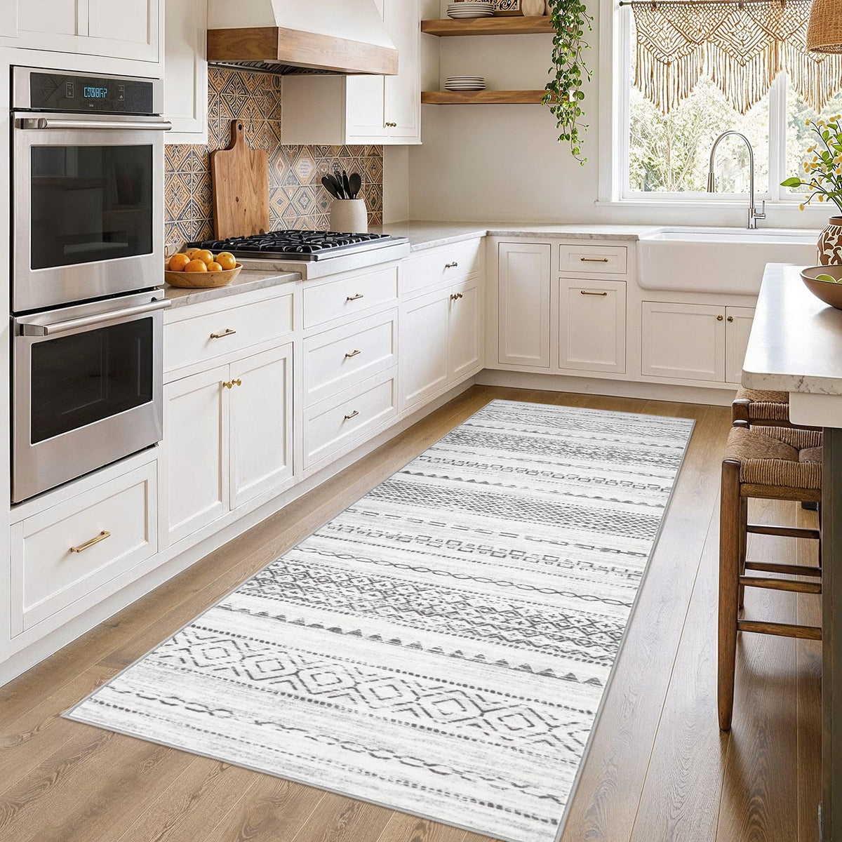 Nakagishi 10X14 Area Rugs for Living Room: Washable Modern Abstract Rug with Non-Slip Silicone Backing Low Pile Soft Carpet for Bedroom & Dining Decor Ideal for Families with Kids and Pets-Brown