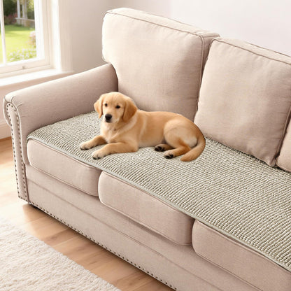 H.VERSAILTEX Plush Chenille Dog Bed Cover Thick Soft Sofa Cover for 3 Cushion Couch Anti Slip Couch Cover Furniture Protector for Dog, Pet, Cat (35" x 82", Ivory)