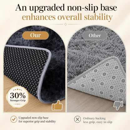 PLHXFR 8x10 Area Rugs Living Room: Fluffy Bedroom Soft Shag Rug Black Grey