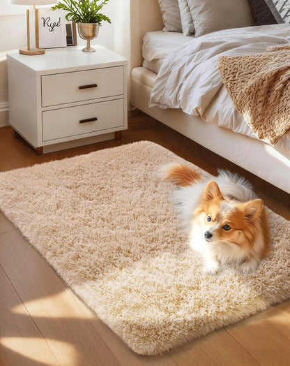 Ophanie Area Rugs for Living Room Bedroom, Washable Non-Slip Fluffy Soft Grey Shag Carpet, Indoor Floor Gray 4x6 Fuzzy Shaggy Living Room Plush Rug for Kids Home Dorm Decor Aesthetic