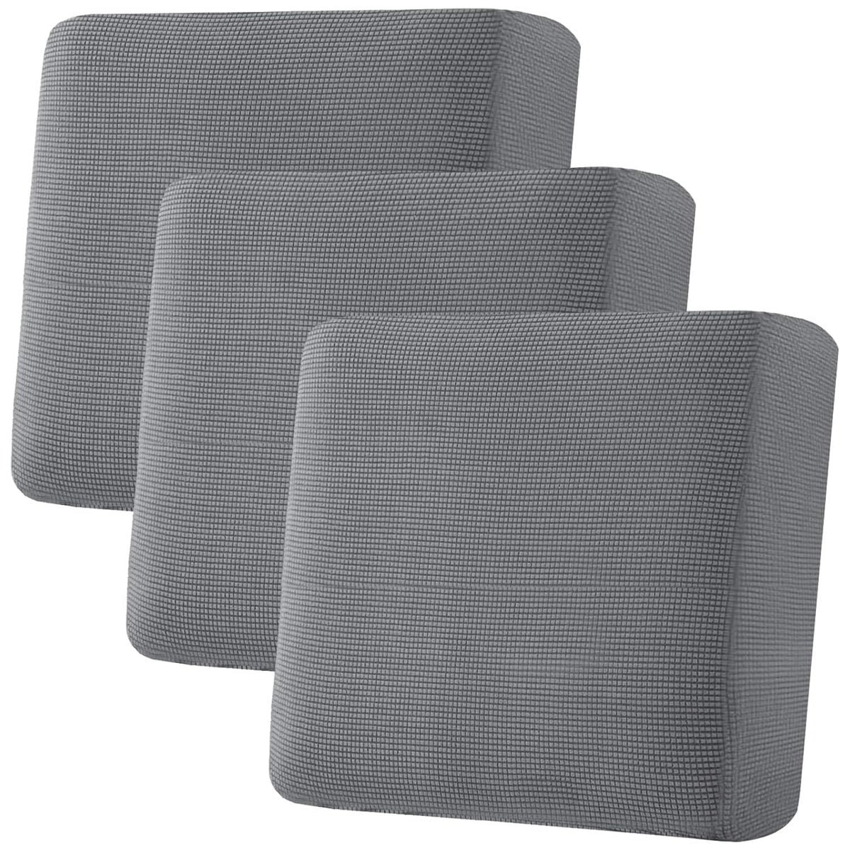 H.VERSAILTEX Super Stretch Individual Seat Cushion Covers - Sofa & Couch Cushion Slipcover Sets - Thick Jacquard Textured Twill Fabric (3 Piece, Island Fossi)