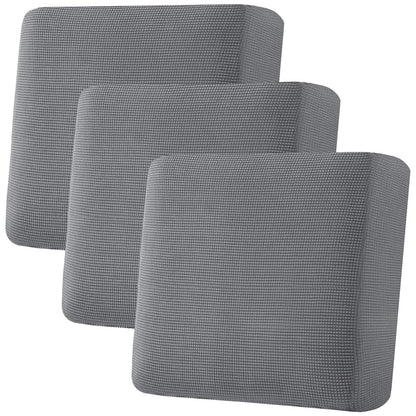 H.VERSAILTEX Super Stretch Individual Seat Cushion Covers - Sofa & Couch Cushion Slipcover Sets - Thick Jacquard Textured Twill Fabric (3 Piece, Island Fossi)