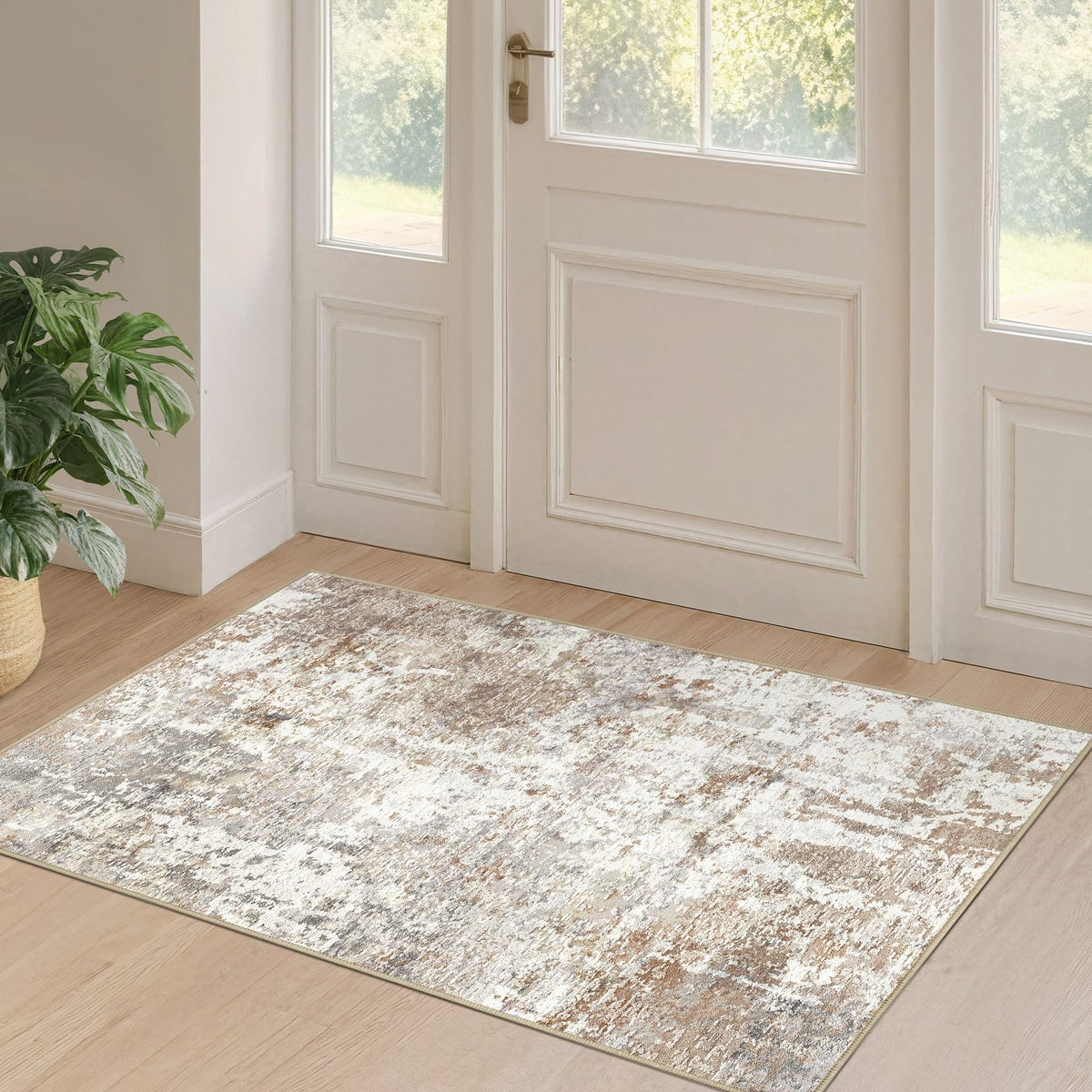 LOONGRUG 6x9 Area Rugs Washable Neutral Modern Abstract Living Room Rug