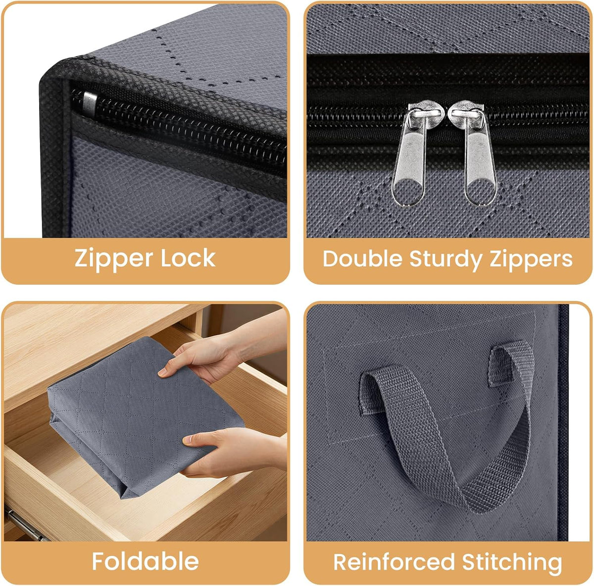 Fab totes 6 Pack Storage Bags for Clothes Blanket Storage Bins with Lids